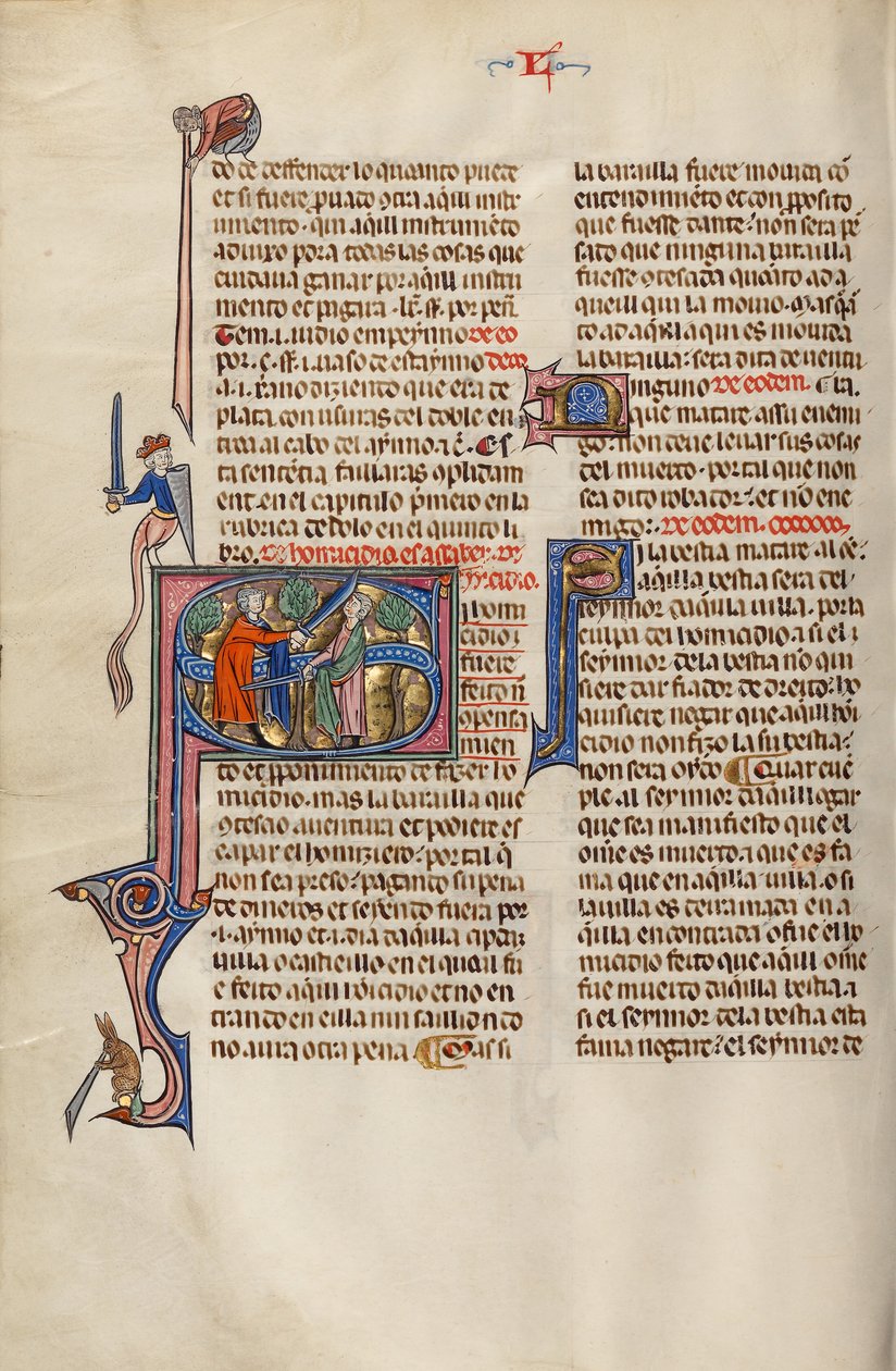 Initial S: Two Men Fighting with Swords by Unknown artist