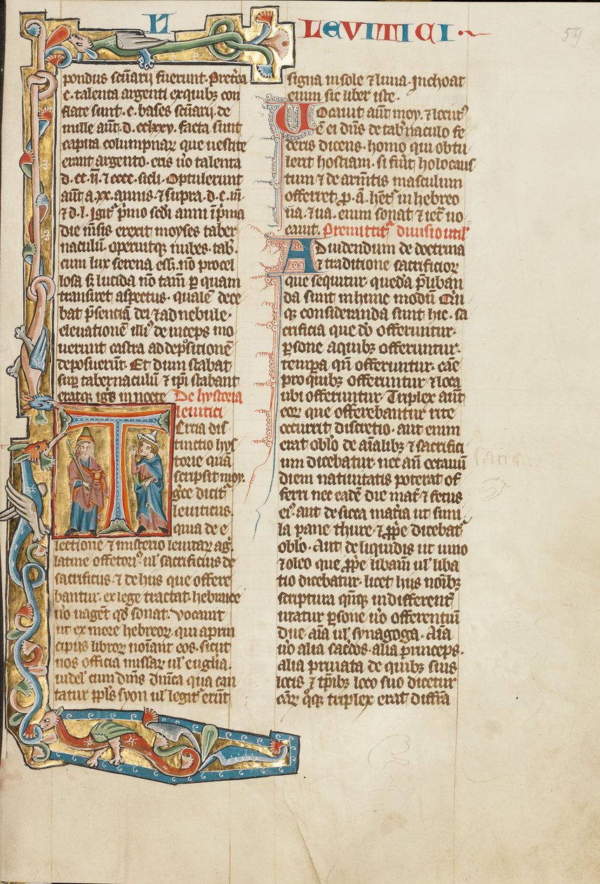 Initial T: Aaron and an Israelite by Unknown artist