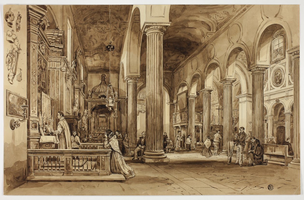 Interior of a Cathedral in Southern Italy by Unknown artist