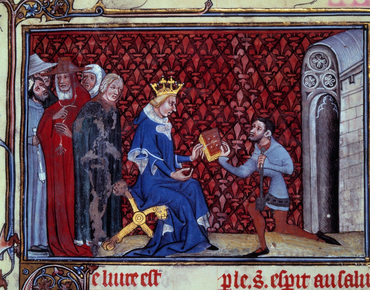 Jacques Bauchant presents his book to King Charles V by Unknown artist