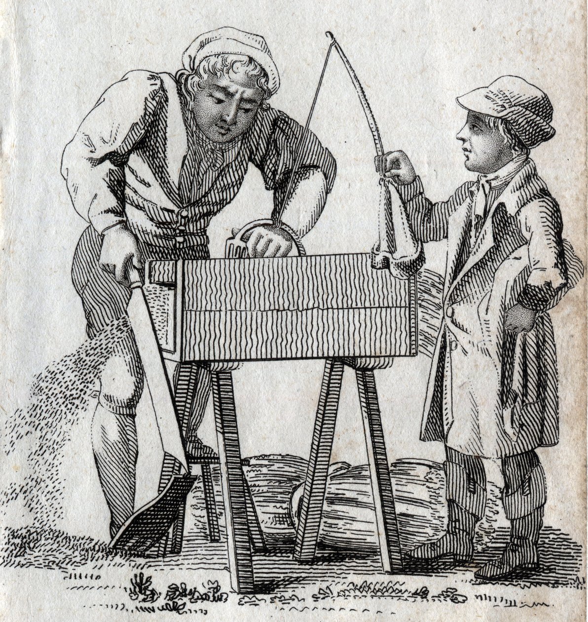 Joiner and apprentice by Unknown artist