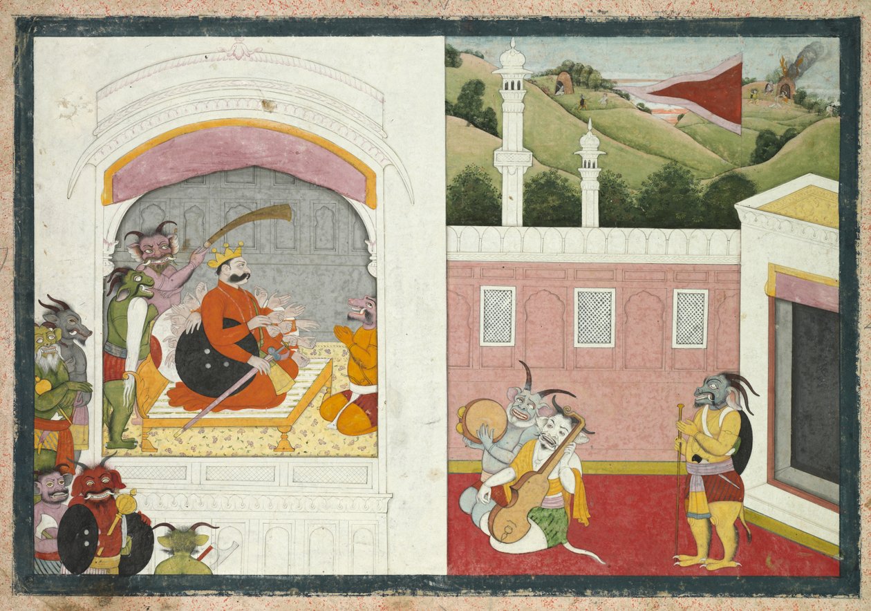 King Bana enjoying music in his court, from the Usha-Aniruddha section of a Krishna Lila by Unknown artist