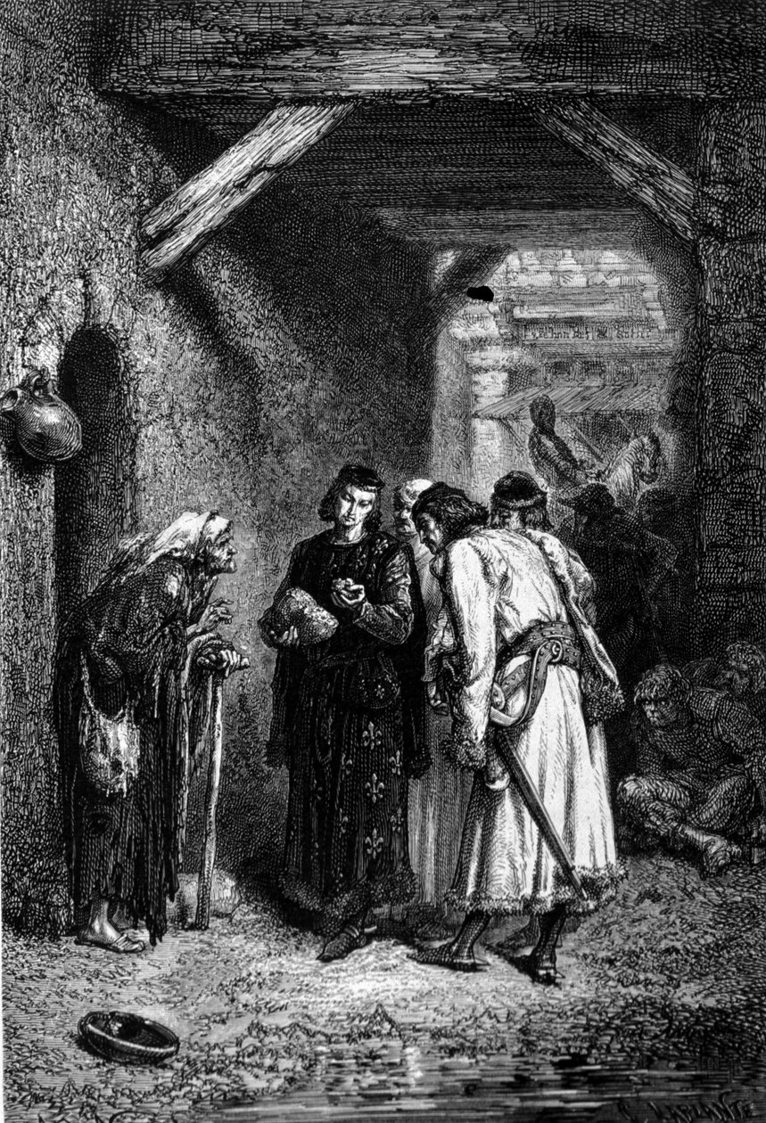 King Louis IX or Saint Louis examines the bread of poor people and finds that it is dry by Unknown artist