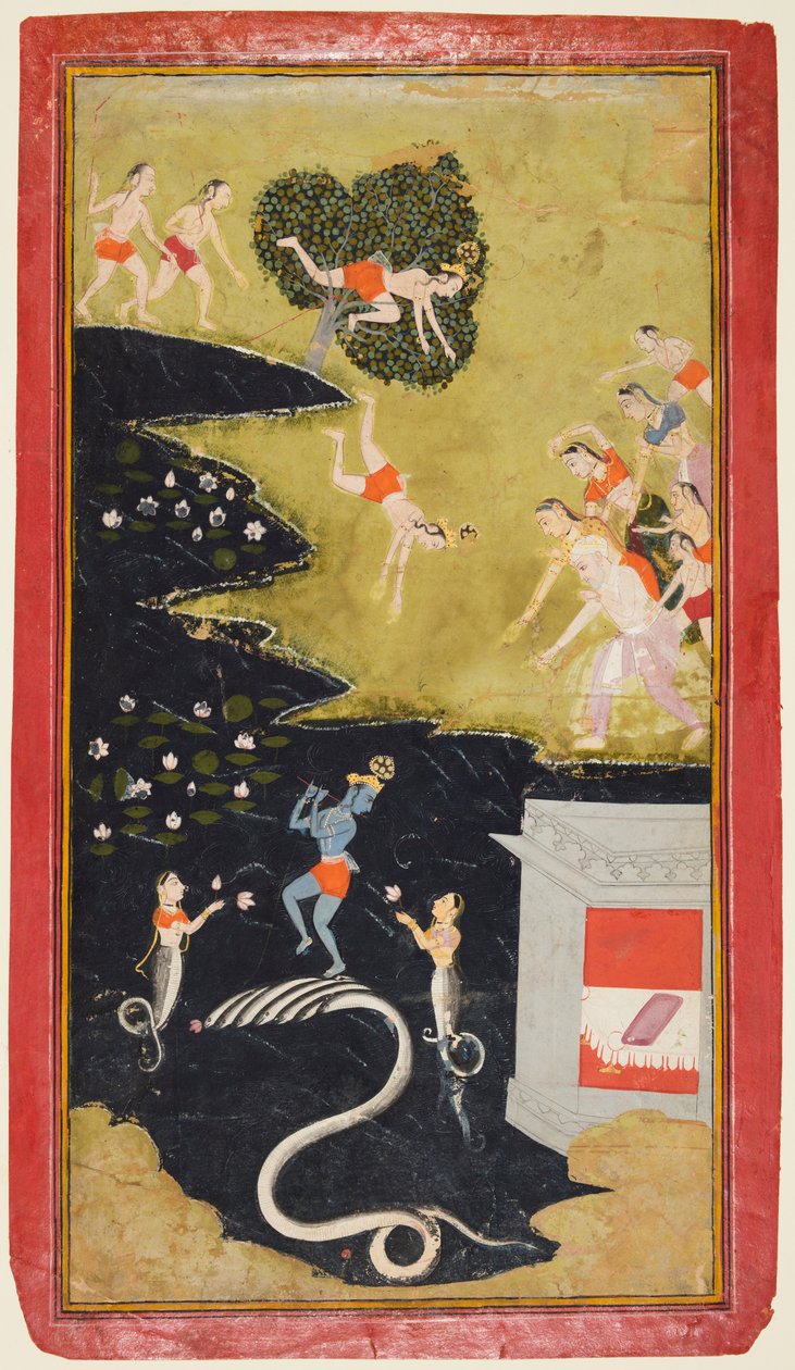 Krishna Quells the Serpent Kaliya, from a Bhagavata Purana by Unknown artist