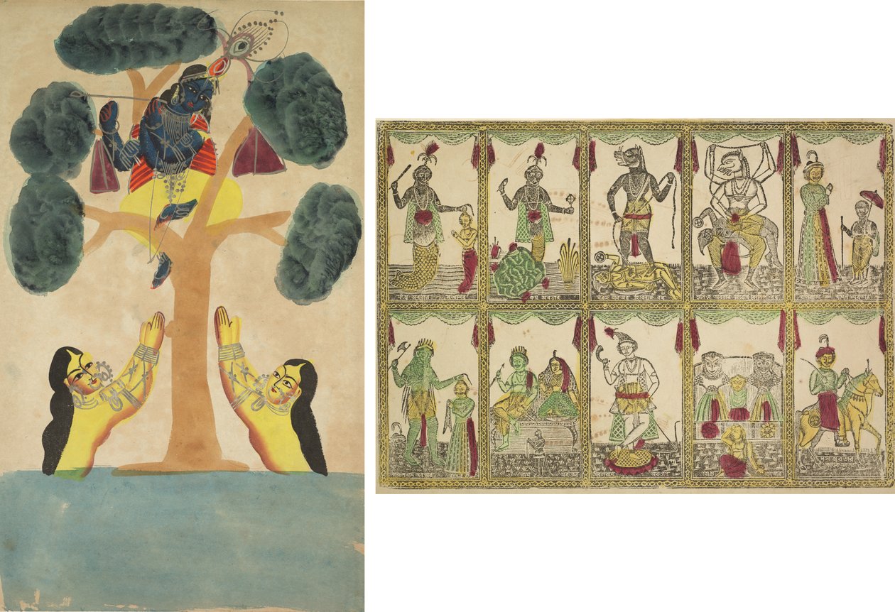 Krishna Steals the Clothes of the Cowgirls (recto); Das Avataras, Ten Incarnations of Vishnu (verso) by Unknown artist