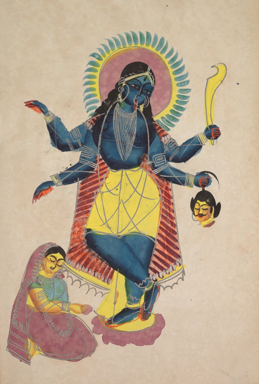 Krishna as Kali Worshipped by Radha (recto) by Unknown artist