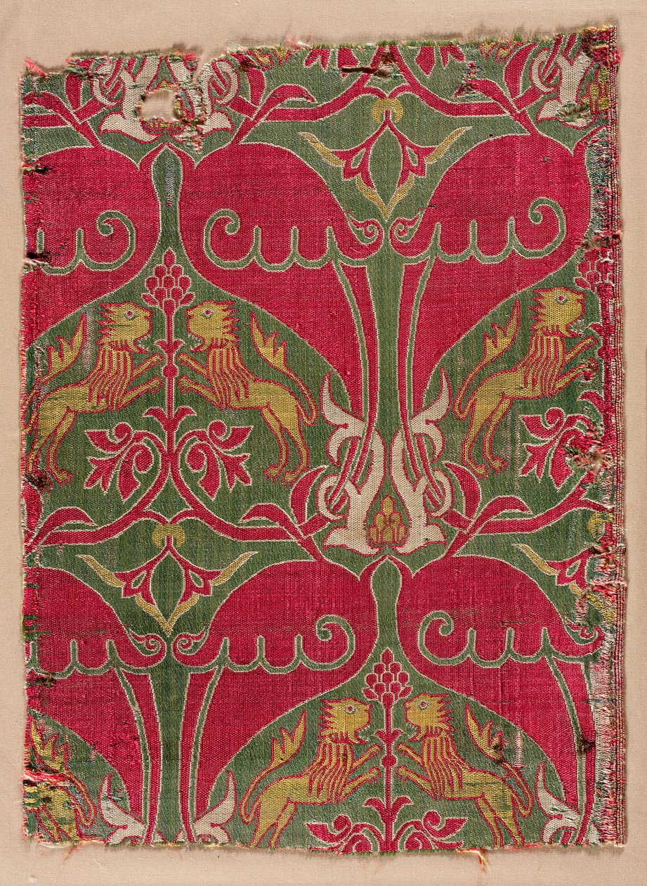 Lampas with Rampant Lions, Palmettes, and Escutcheons by Unknown artist