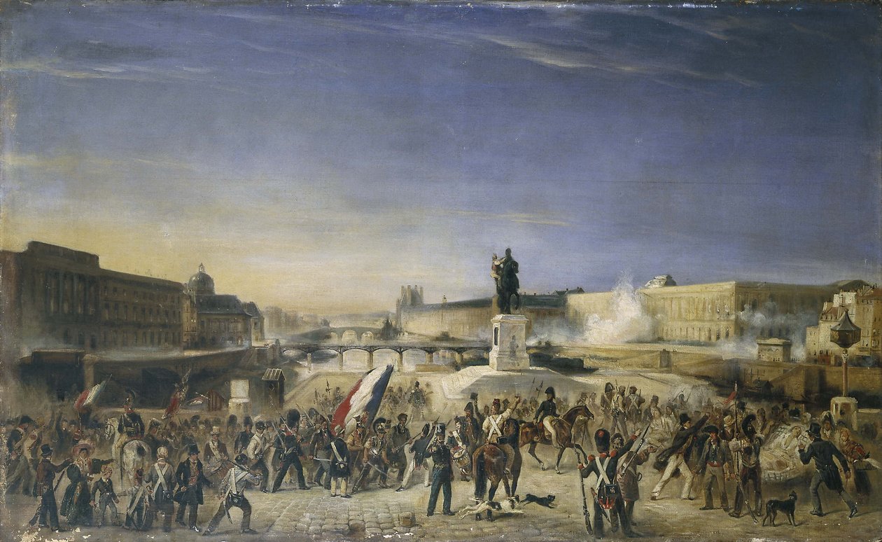 The Attack on the Louvre, July 29, 1830, View from the Pont-Neuf, in 1830 by Unknown artist