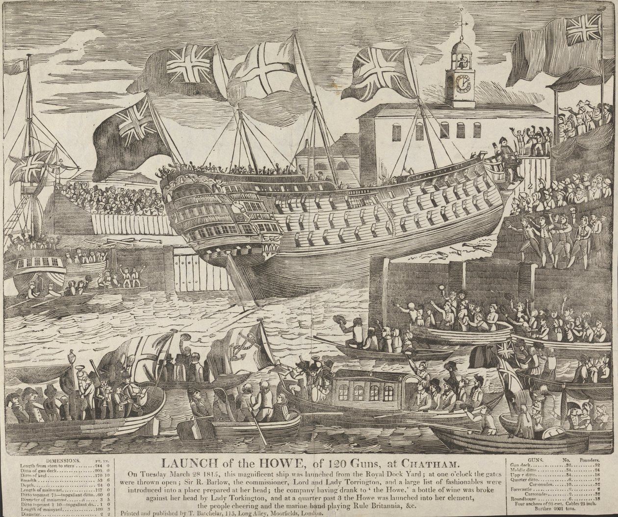 Launch of the Howe, of 120 Guns, at Chatham by Unknown artist