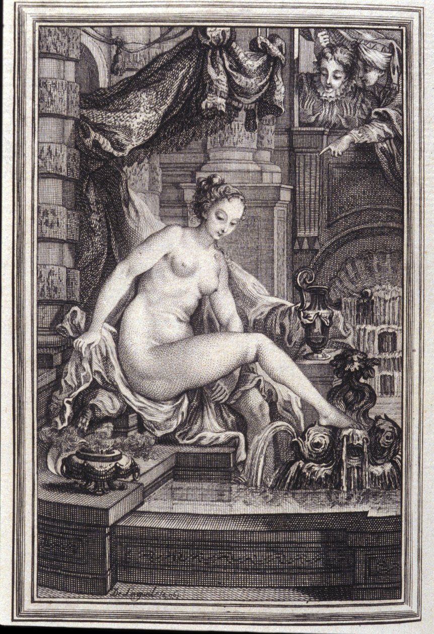 Le Roi Candaule et le maitre en right- in Tales et nouvelles en vers by Jean La Fontaine. 1762 by Unknown artist