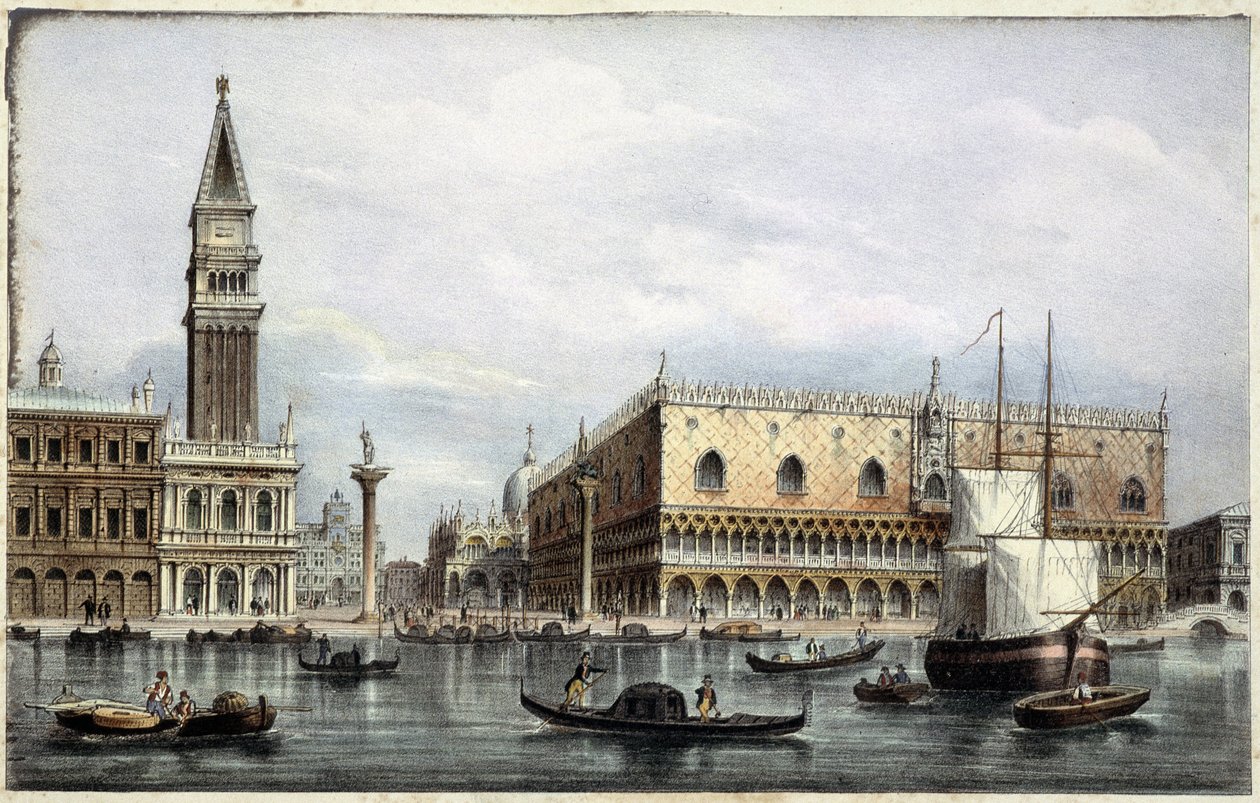 Le mole vu du canal - in "Album of the main views of Venice", ill. by Marco Moro, ed. Gio Brizeghel, v.1840 by Unknown artist