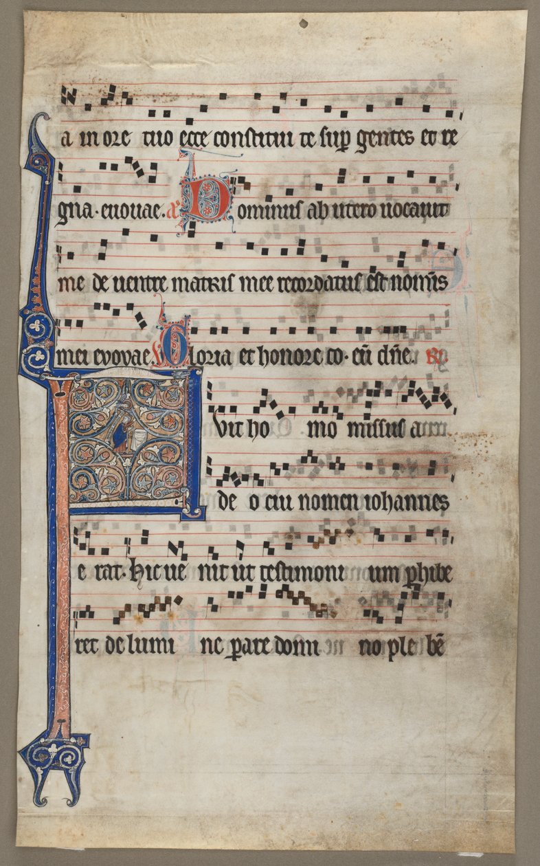 Leaf from a Choral Book: Annunciation to Zaccharias by Unknown artist