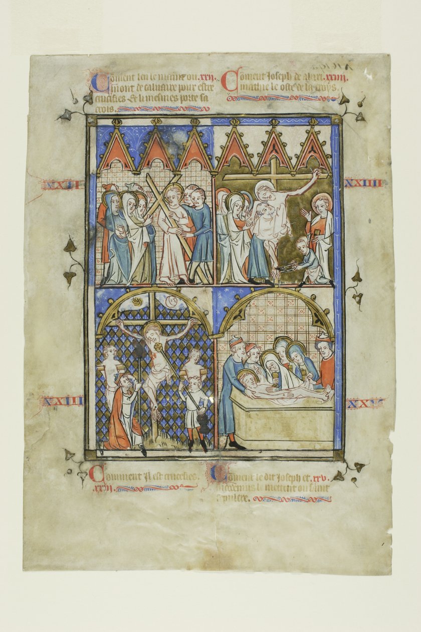 Leaf from a Picture Cycle: Christ Carrying the Cross, The Crucifixion, The Descent from the Cross, and the Entombment by Unknown artist