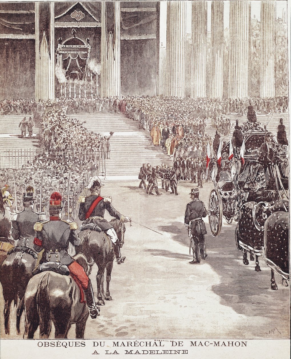 The Funeral of Marshal Patrice de Mac Mahon at the Church of La Madeleine in Paris on 22/10/1893, Illustration of the 19th Century by Unknown artist