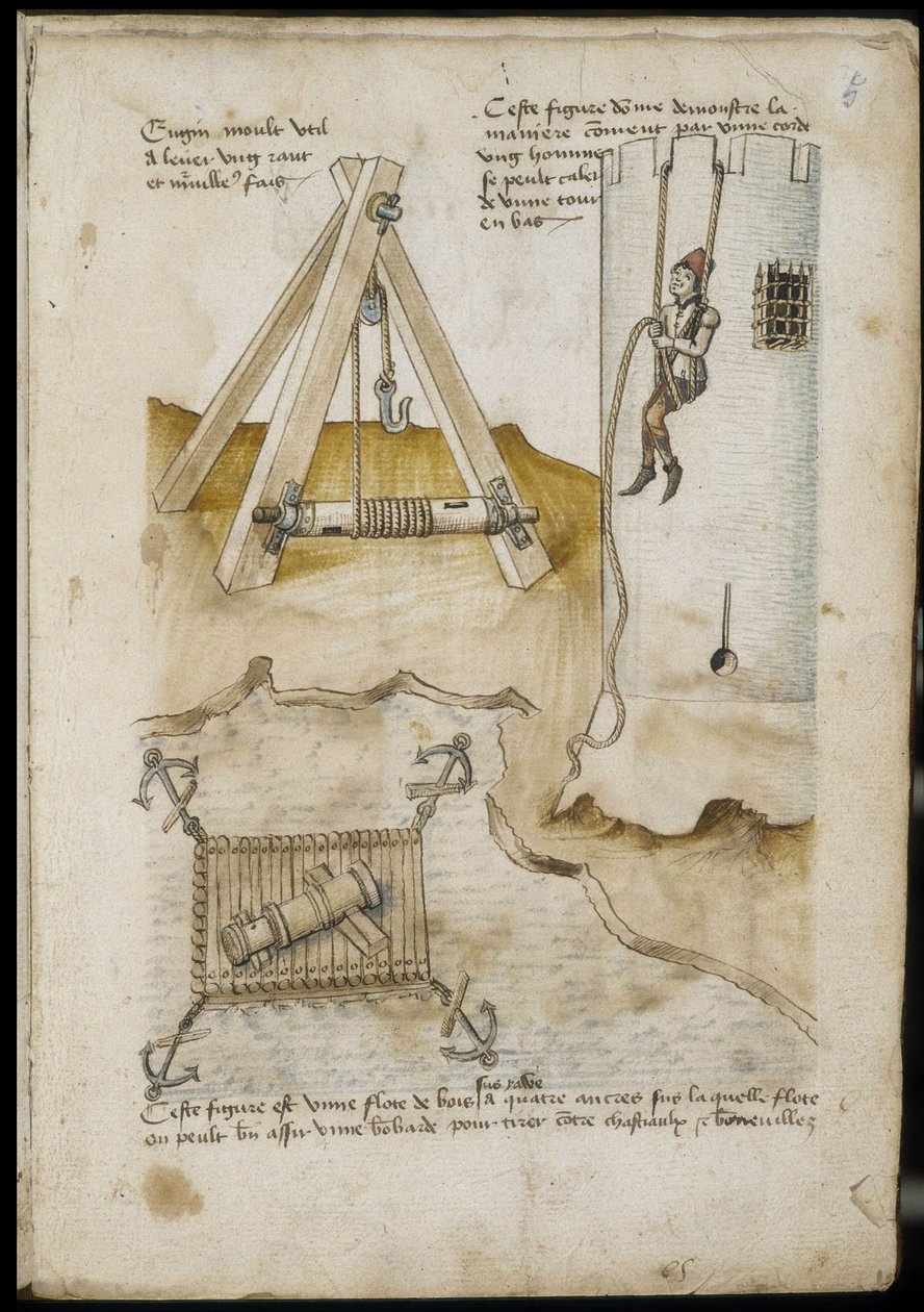 Lever machine and system for climbing a tower using a rope by Unknown artist
