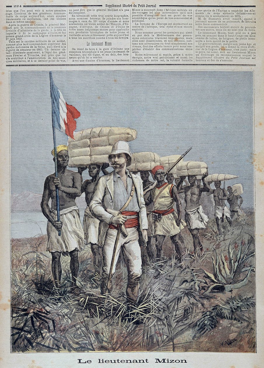Lieutenant Mizon heads an exploration column in Central Africa - in Le Petit Journal of 09/07/1892 by Unknown artist