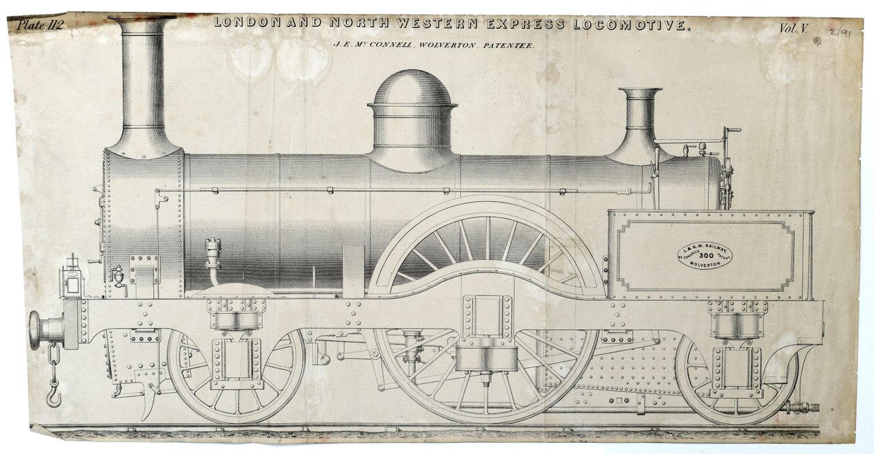 London and North Western Express Locomotive Plate 112 by Unknown artist