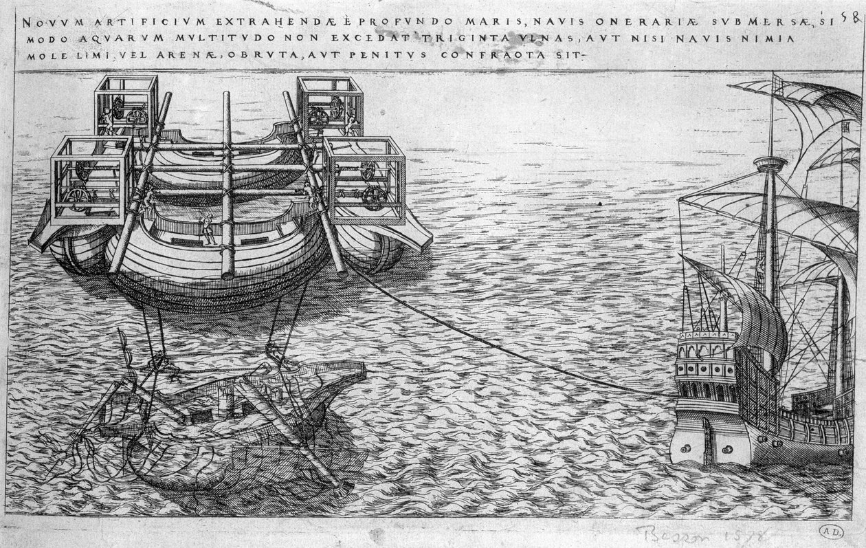 Machine for the bail-out of ships in the 16th century - ed. 1578 by Unknown artist