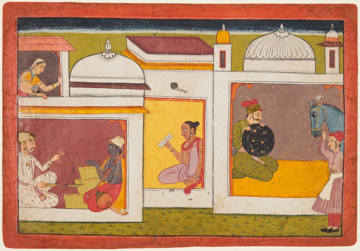Madhava Faces a Man Holding a Scale, from a Madhavanala Kamakandala by Unknown artist