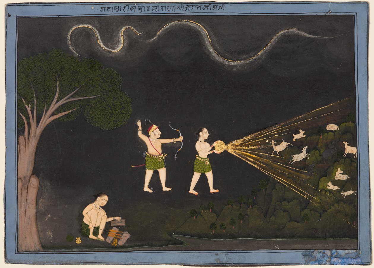 Maharana Jagat Singh II of Mewar (r. 1734–51) Dressed as a Bhil, Hunting Deer at Night by Unknown artist