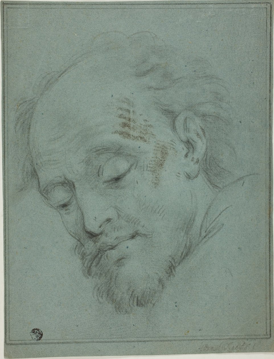 Male Head Looking Down by Unknown artist