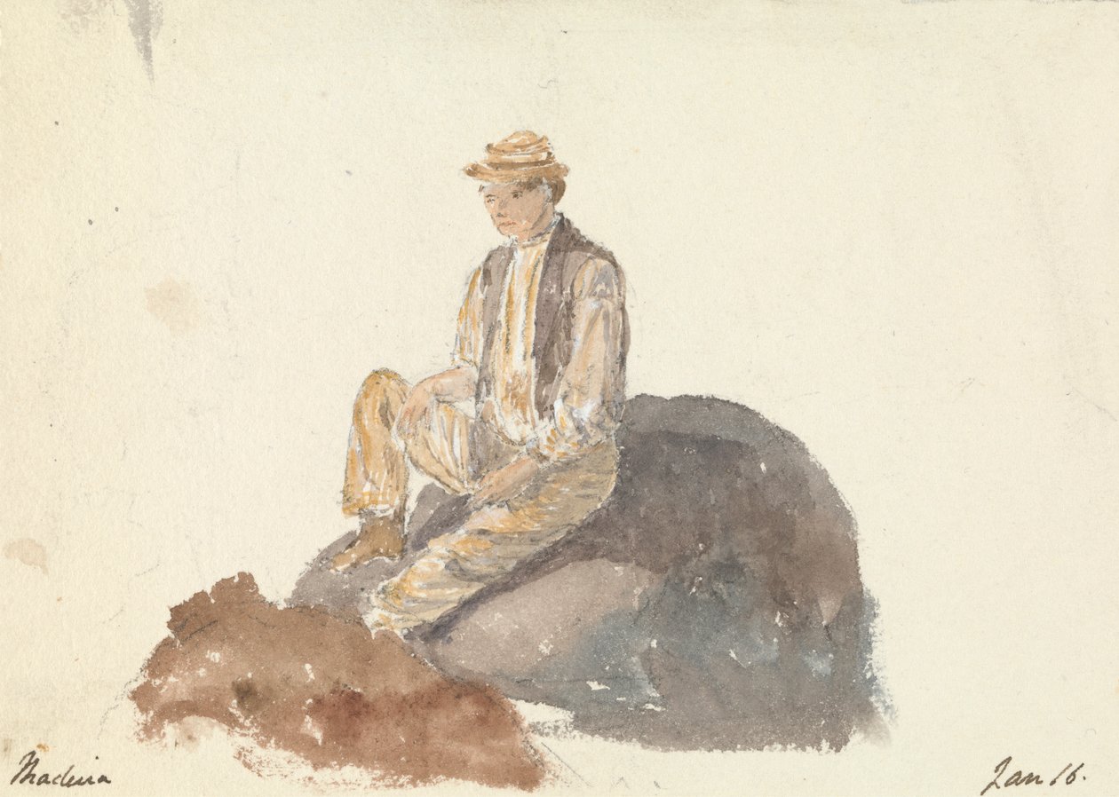 Man Sitting on a Rock (Madeira Jan 16) by Unknown artist