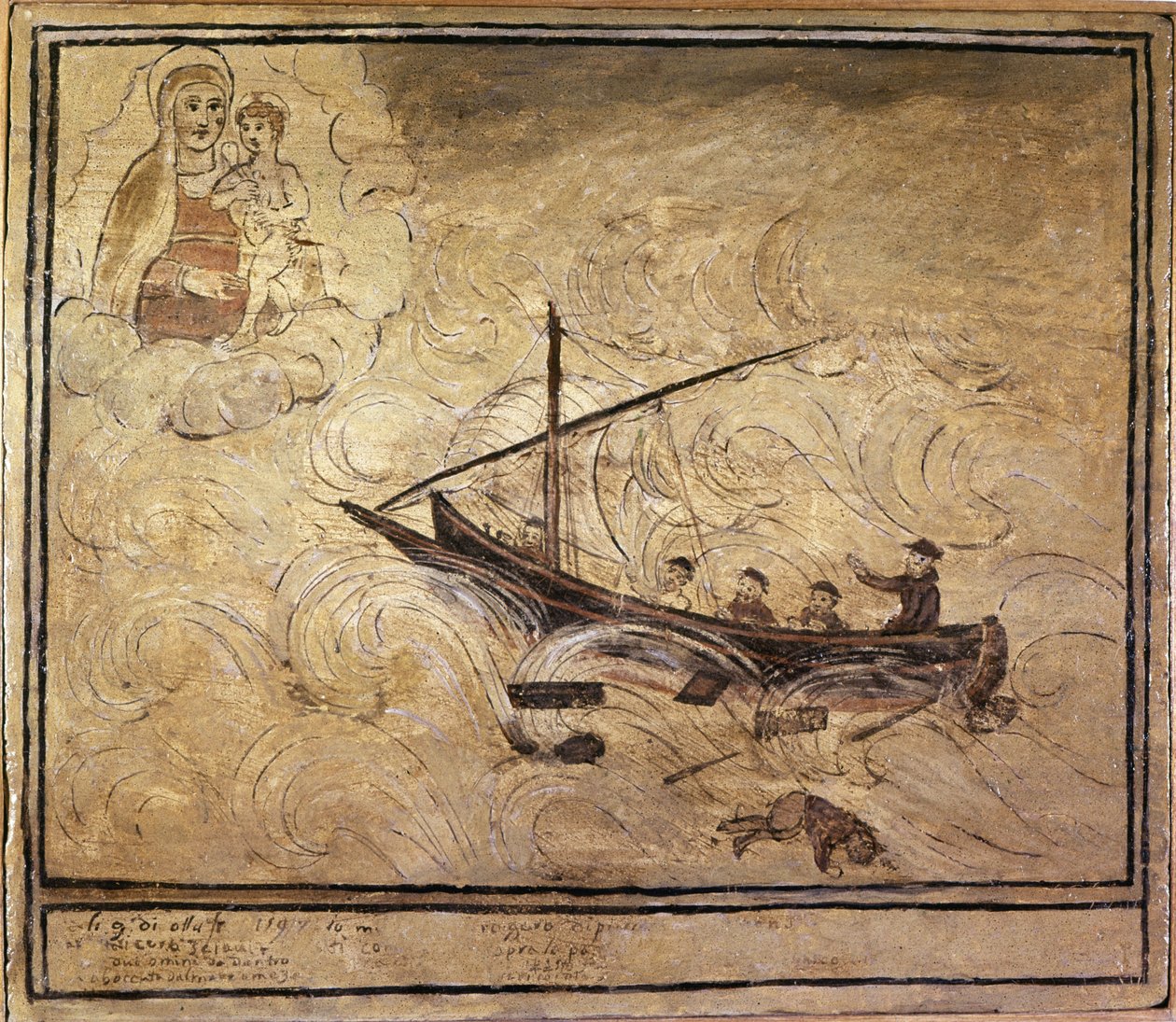 Man at the sea. 16th century voto from the Church of the Madonna dell
