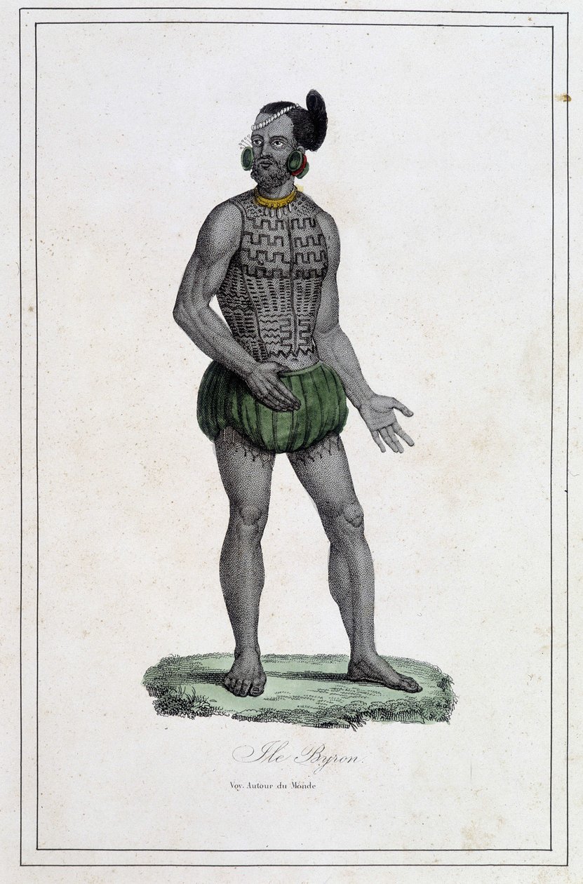 Man of Byron Islands with tattoos (Polynesia) - in 