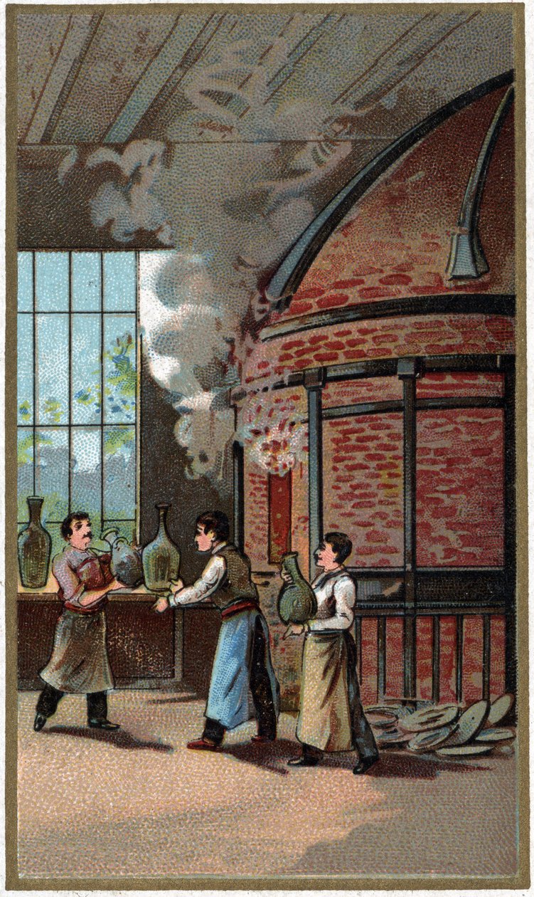 Manufacture of porcelain: cooking. Chromolithography of the end of the 19th century by Unknown artist