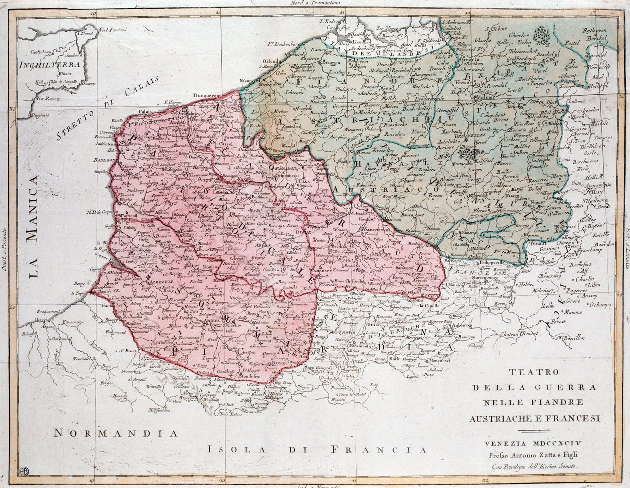 Map of the Flanders Campaign Between French Army and Austrian Army by Unknown artist