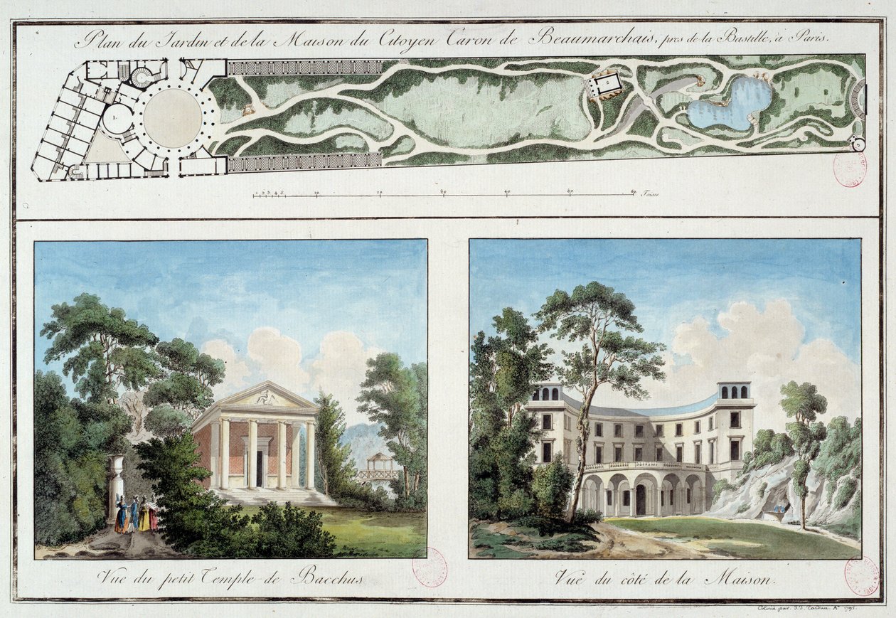 Map of the Garden and House of Pierre Augustin Caron de Beaumarchais by Unknown artist