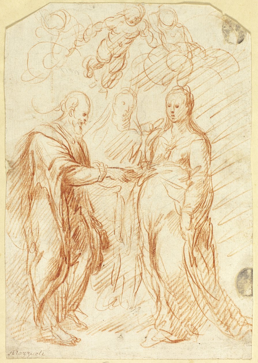 Marriage of the Virgin (recto); Sketches of Lower Half of Face in Profile (verso) by Unknown artist