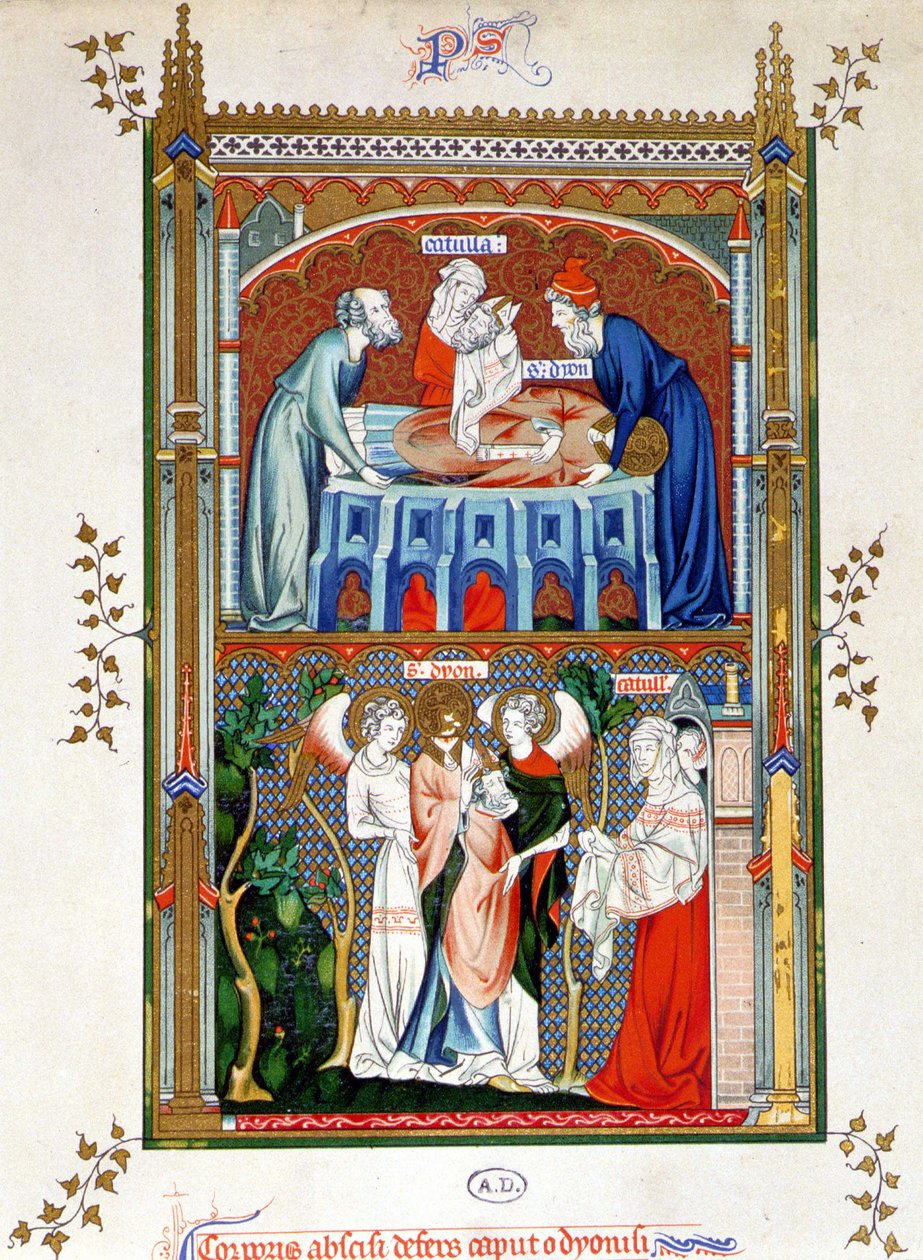 Martyrdom of Saint Denis, chromolithograph according to documents of the 15th century by Unknown artist