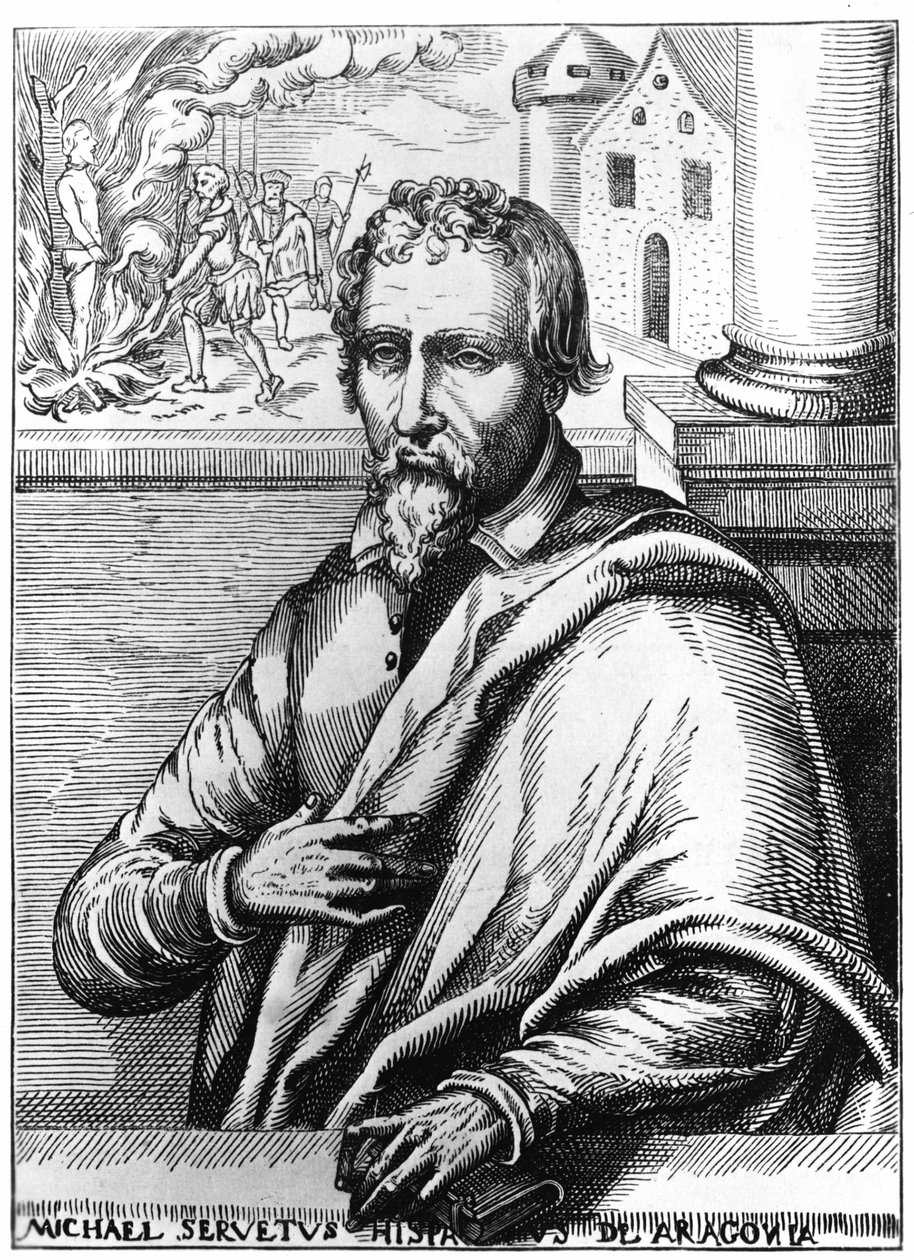 Michel Servet (Michel de Villanueva) (1511-1553), Spanish doctor and theologian. Engraving by Unknown artist