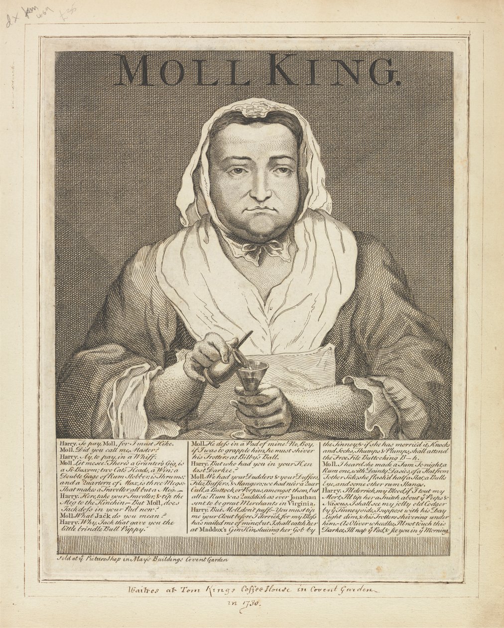 Moll King (Broadside Engraved Portrait of the Notorious Mistress of King