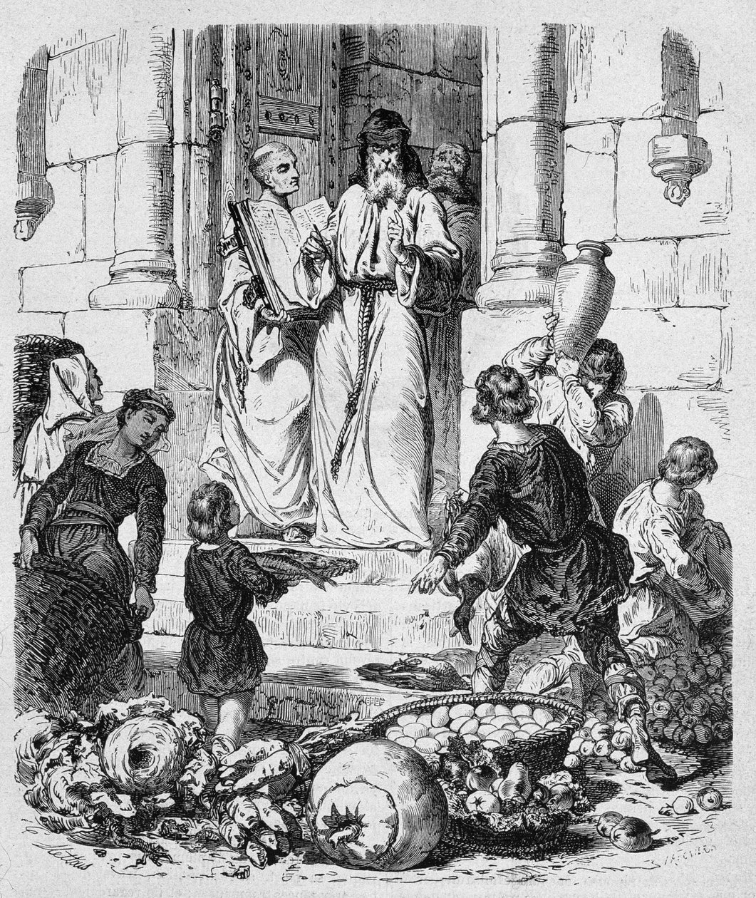 Monks Collect Tithes on the People - in 
