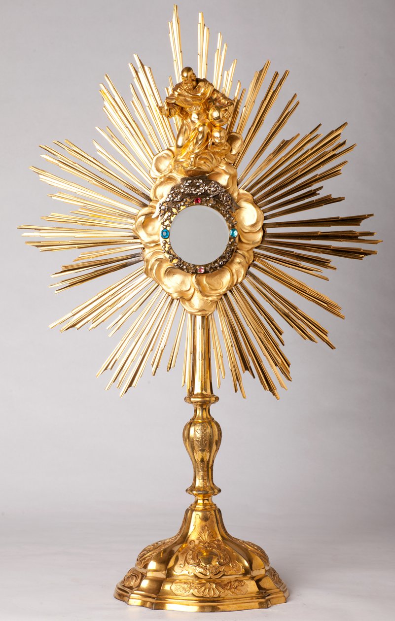 Monstrance. Vermeil, Diamonds, Fake Jewellery with Statue God the Father (Dieu le Père). 18th Century by Unknown artist