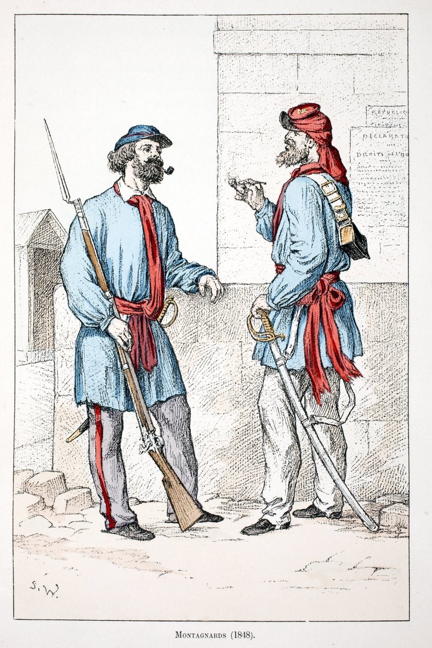 Bergbewohner (1848). Farbradierung zur Illustration „Histoire du corps des gardiens de la paix“, Buch veröffentlicht unter der Schirmherrschaft von Louis Lepine (1846-1933), Polizeipräfekt der Seine, von Alfred Rey (1864-?) und Louis Feron (1862-?). von Unknown artist