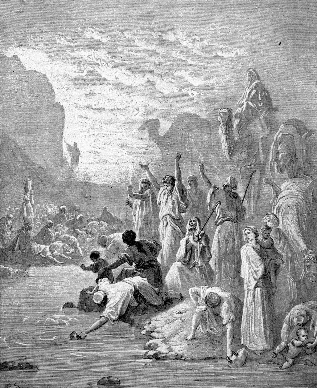 Moses makes water flow out of the rock by Unknown artist