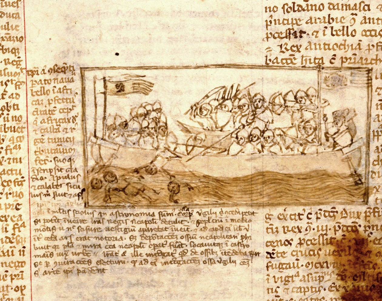 Naval battle between Saracens and Crusaders in 1120 by Unknown artist