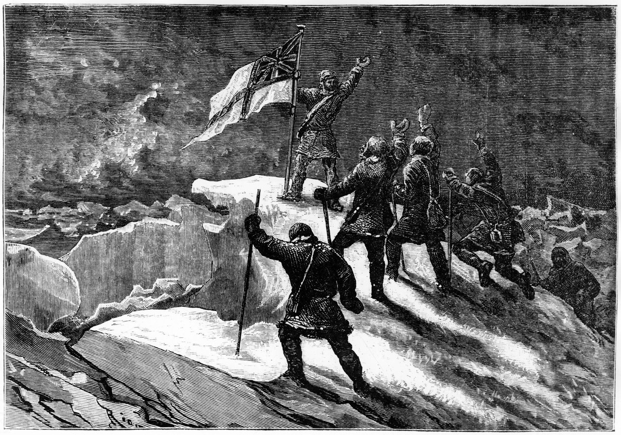 North Pole: British shippers at the closest place to the Pole - from Nares Georges S., A Voyage to the Polar Sea, Paris: Hachette by Unknown artist