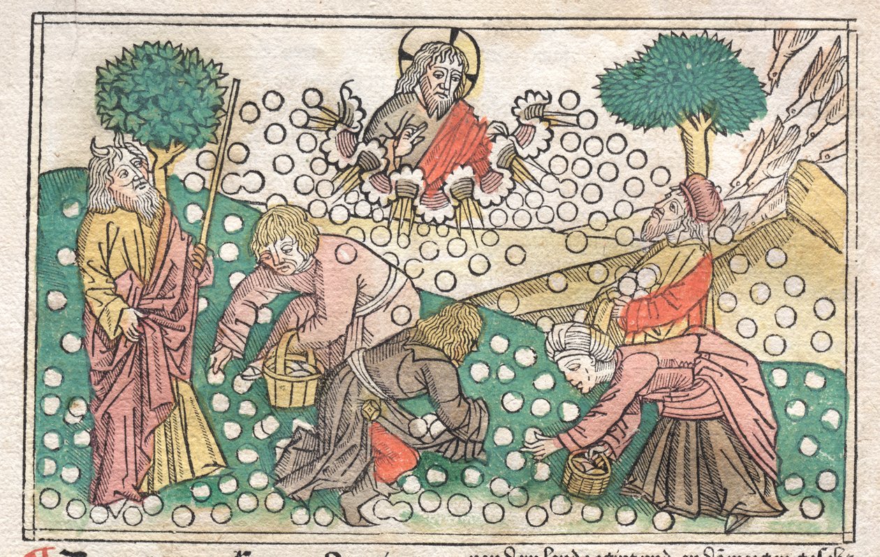 Nuremberg Bible: Manna Falling from Heaven by Unknown artist