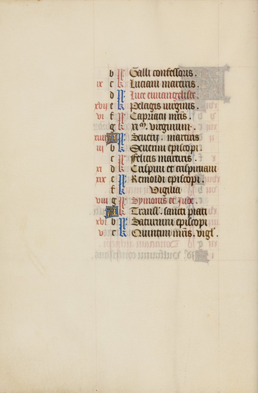 October Calendar Page Continued by Unknown artist