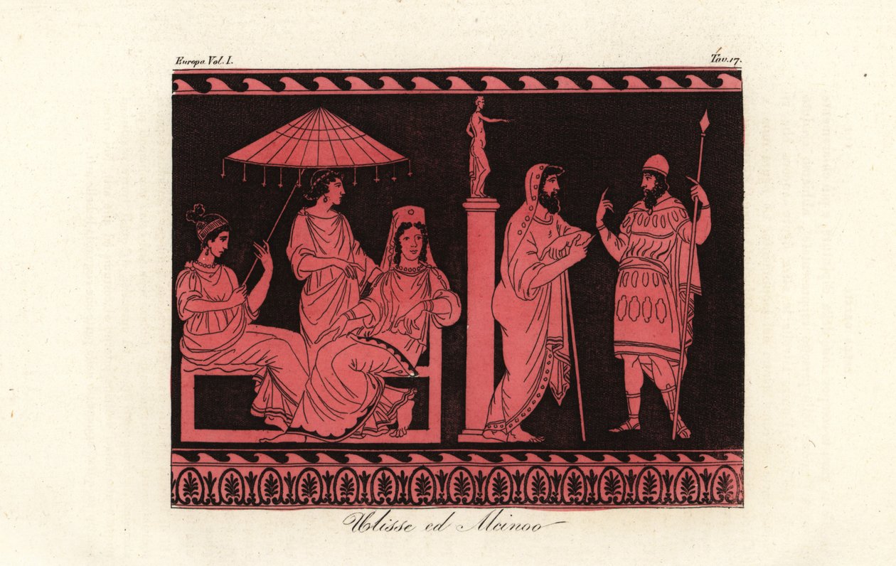 Odysseus entertained by Alcinous, ruler of the Phaiacians on the island ...