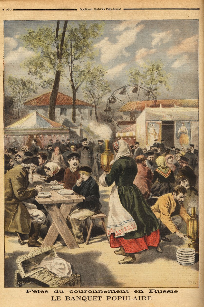 On the Occasion of the Coronation of Tsar Nicholas II, a Popular Banquet for 500,000 Russians on the Khodinskoie Maneuver Field in Moscow by Unknown artist
