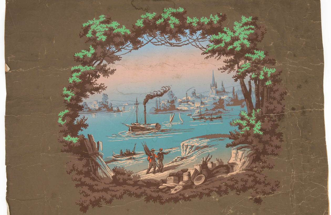 Overdoor with Harbor Scene by Unknown artist