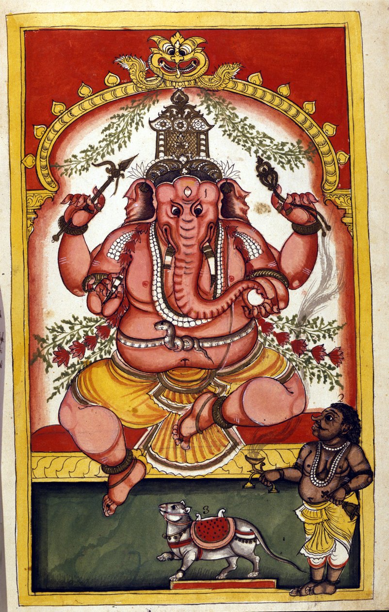 Page depicting the Hindu deity Ganesha, from the manuscript 