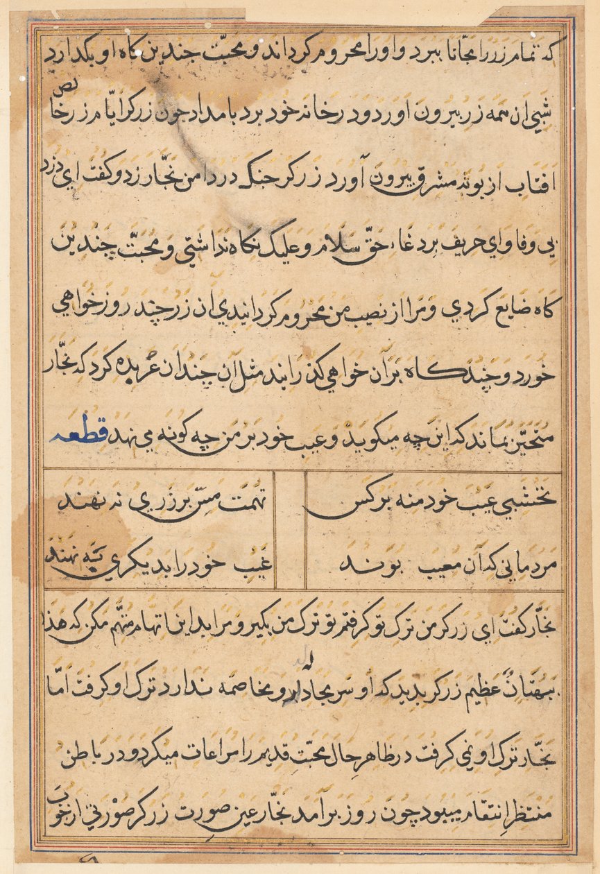 Page from Tales of a Parrot (Tuti-nama): text page by Unknown artist