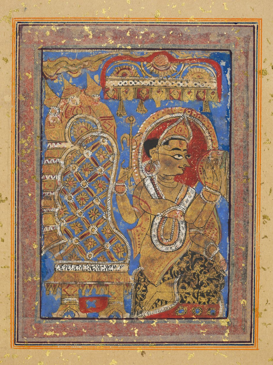 Page from a Kalpa-sutra: Indra paying homage to Mahavira by Unknown artist