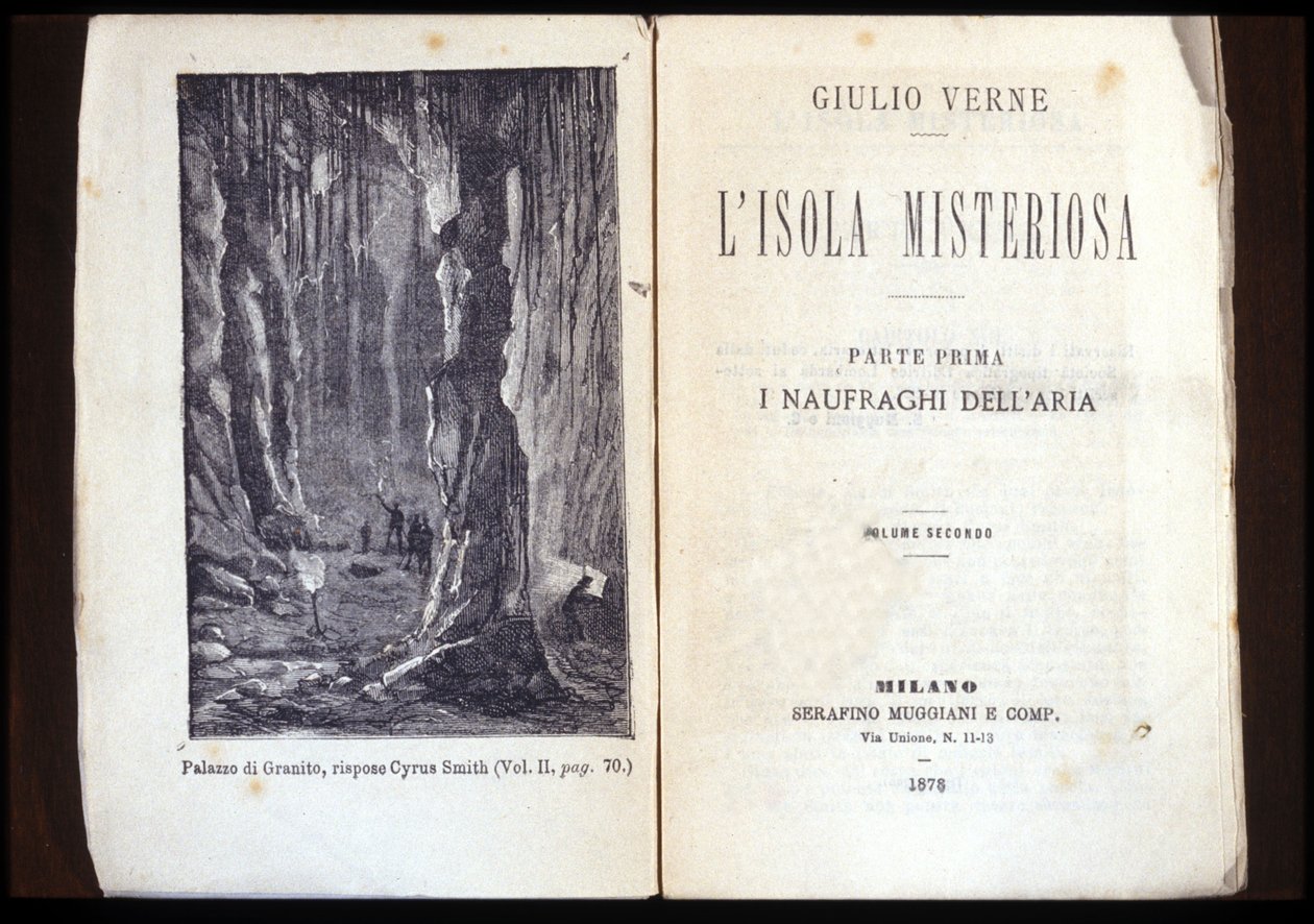 Page of an Italian edition of “The Mysterious Island” by Jules Verne. 1878. Milan by Unknown artist